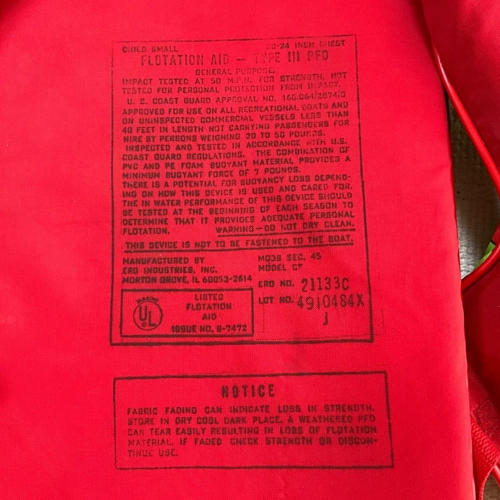 1996 Teenage Mutant Ninja‎ Turtles Child Small Life Vest PFD 30-50 LBS 12x12